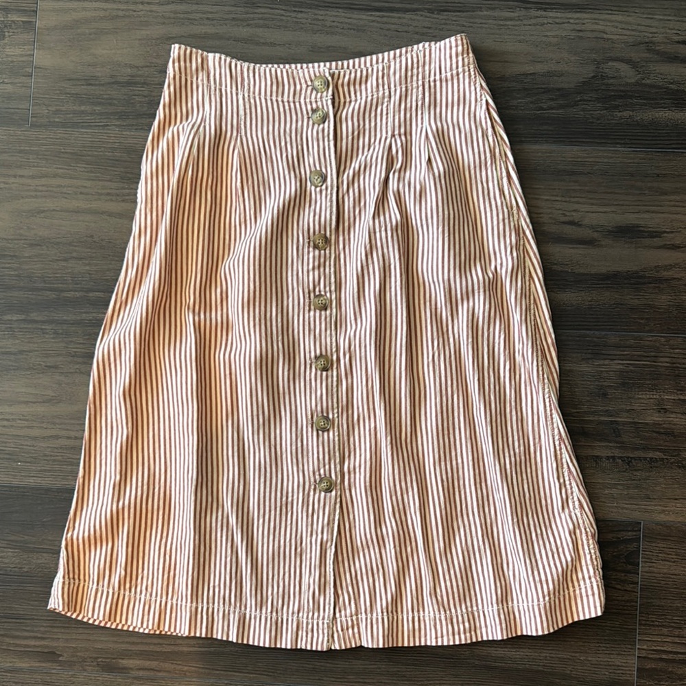 Madewell Rust Stripped A-Line Skirt